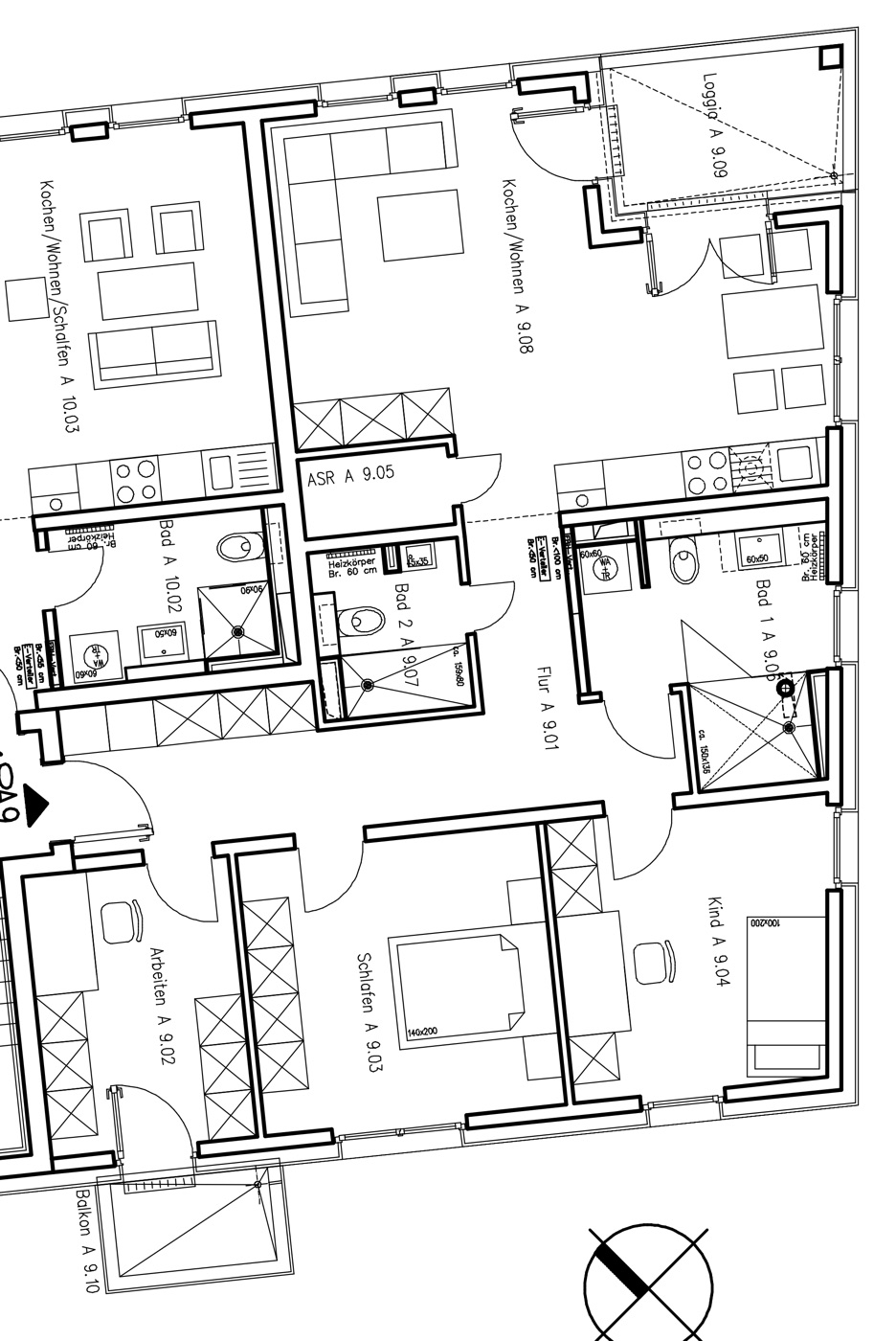 Grundriss 4-Zimmer-Wohnung Haus A (Regelgeschoss)