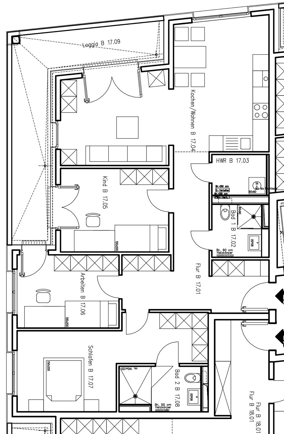 Grundriss 4-Zimmer-Wohnung Haus B (Regelgeschoss)